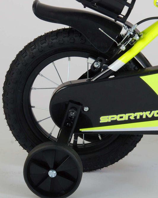 Volare Sportivo Neónovo Žltý Detsk Bicykel, 12 ", 95% Zmontovaný