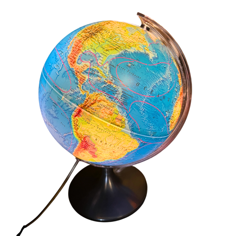 Rumunsky popísaný glóbus, 25 cm – podsvietený Duo