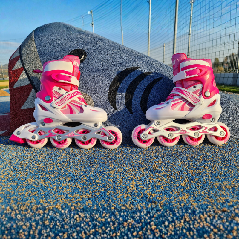 Nastaviteľné detské inline korčule, ružová, 28–32