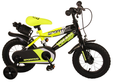 Volare Sportivo neónovo žltý detský bicykel, 12", 95% zmontovaný