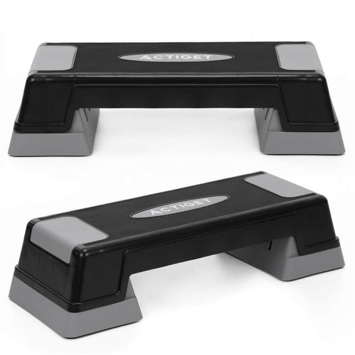Step pad s nastaviteľnou výškou v 2 úrovniach (12/17,5 cm), čierno-sivý – ACTIGET