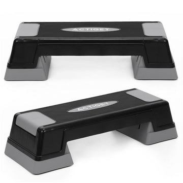 Step pad s nastaviteľnou výškou v 2 úrovniach (12/17,5 cm), čierno-sivý – ACTIGET