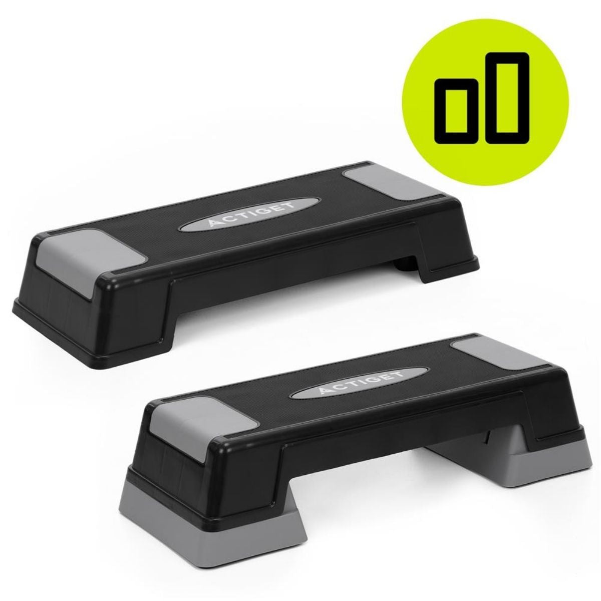 Step pad s nastaviteľnou výškou v 2 úrovniach (12/17,5 cm), čierno-sivý – ACTIGET