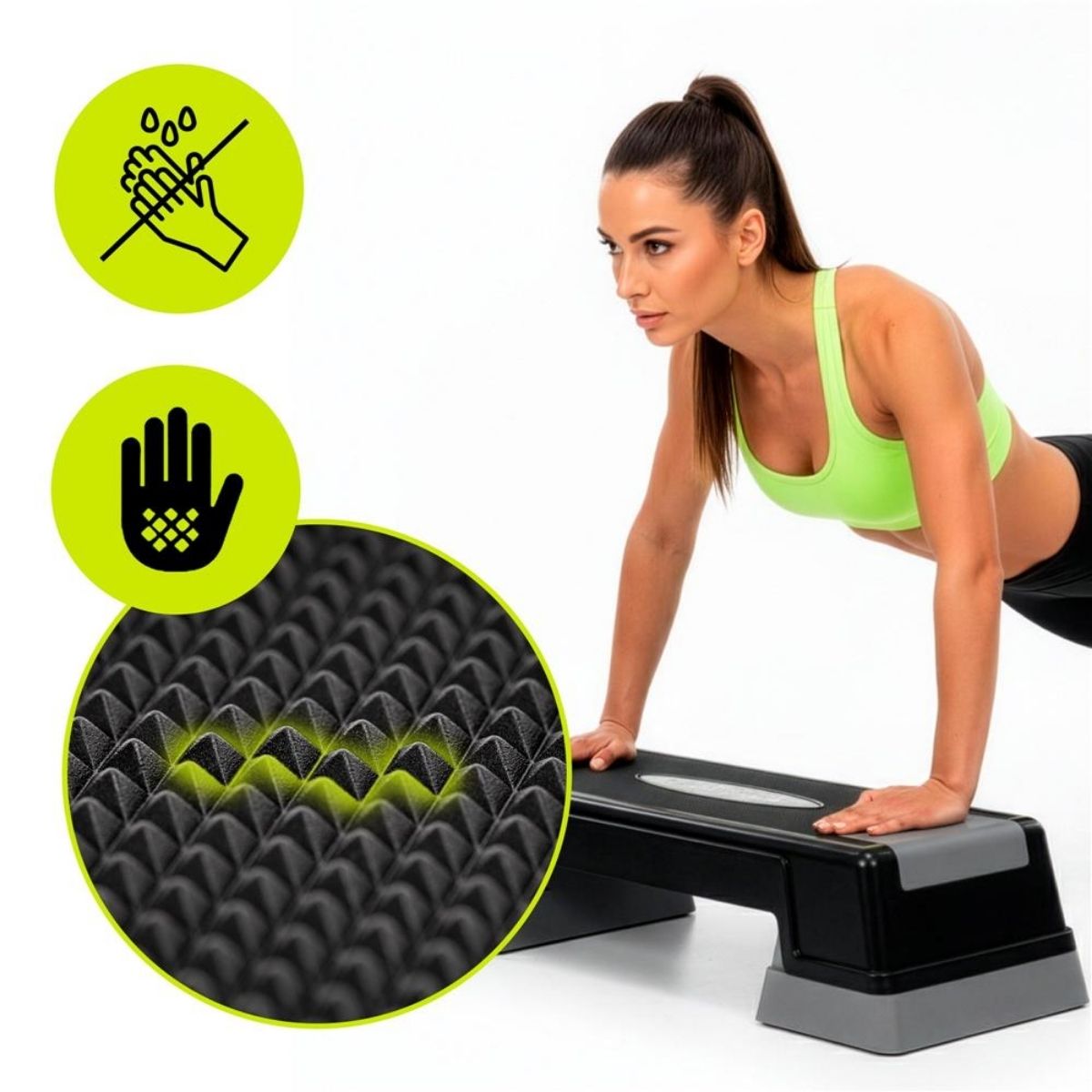 Step pad s nastaviteľnou výškou v 2 úrovniach (12/17,5 cm), čierno-sivý – ACTIGET