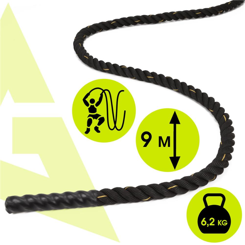 Posilňovacie lano Battle Rope na funkčný a silový tréning, 9 m - ACTIGET