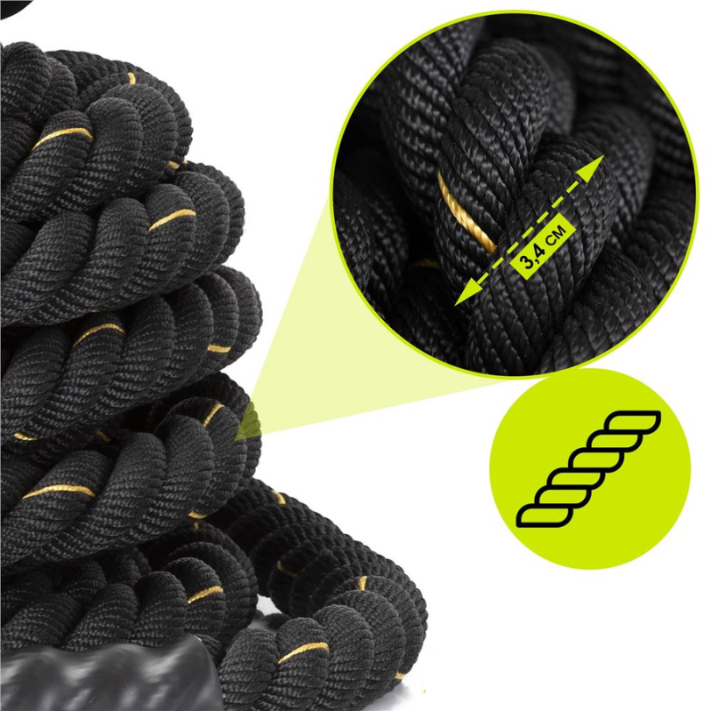 Posilňovacie lano Battle Rope na funkčný a silový tréning, 9 m - ACTIGET