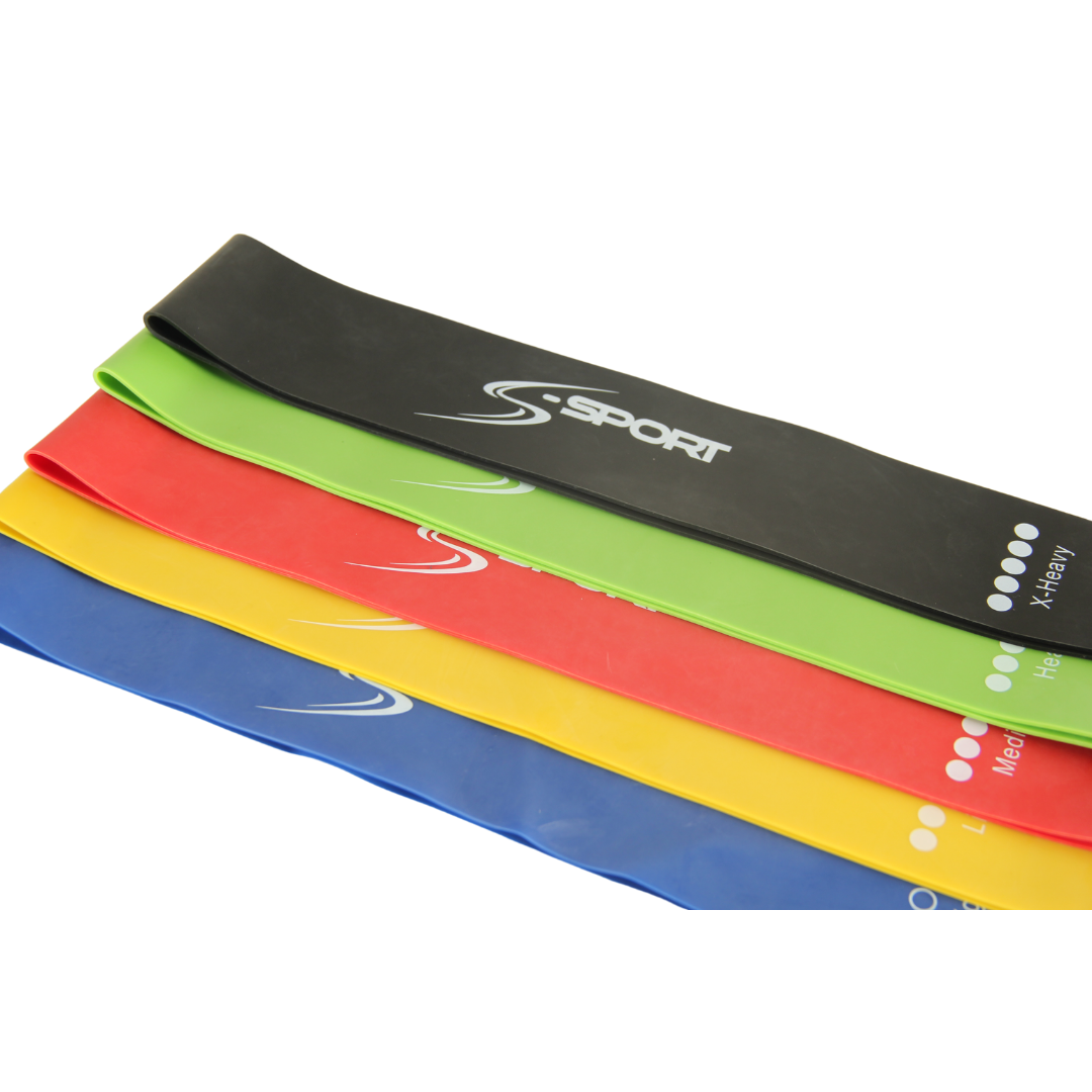 S-SPORT Súprava posilňovacích (odporových) gumičiek, mini band 5 ks
