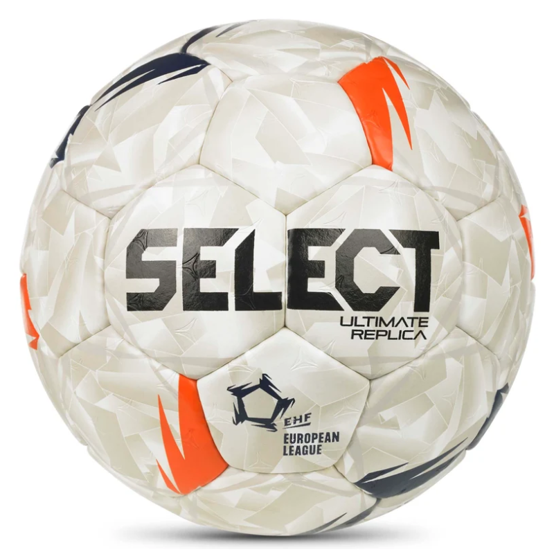Hádzanárska lopta SELECT Ultimate EHF European League Replica V26 White/Orange - veľkosť 0