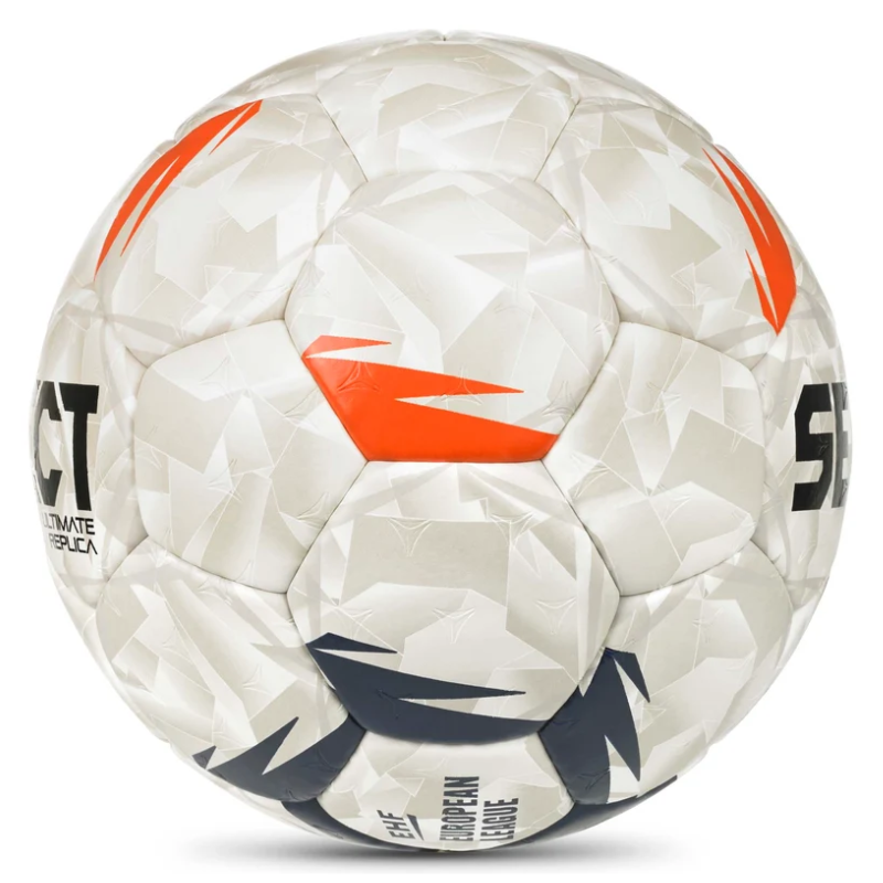 Hádzanárska lopta SELECT Ultimate EHF European League Replica V26 White/Orange - veľkosť 0