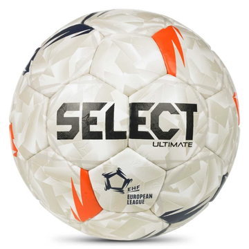 Súťažná hádzanárska lopta SELECT ULTIMATE EHF European League V26 White/Orange - veľkosť 2