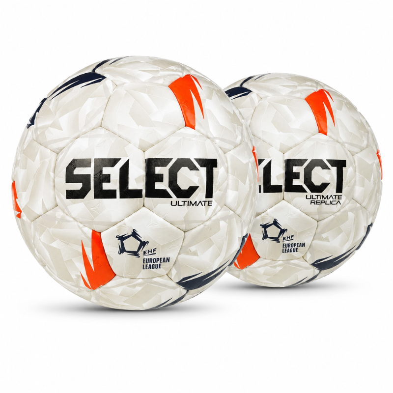 Hádzanárska lopta SELECT Ultimate EHF European League Replica V26 White/Orange - veľkosť 0