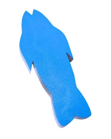Plavecká doska z polifoamu v tvare ryby, veľkosť S, 45x28x4 cm S-SPORT