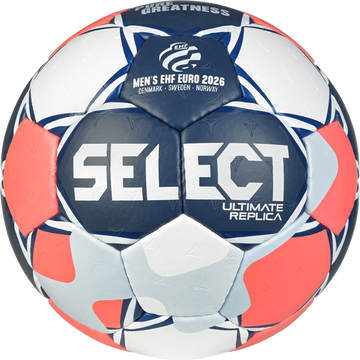 Hádzanská lopta SELECT Ultimate – EHF Európska liga Replica V26 Modrá/Červená, veľkosť 3  