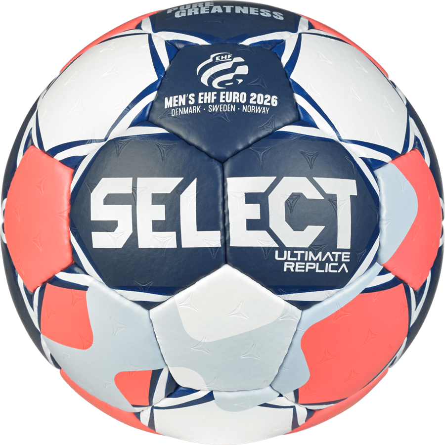 Hádzanská lopta SELECT Ultimate – EHF Európska liga Replica V26 Modrá/Červená, veľkosť 3  