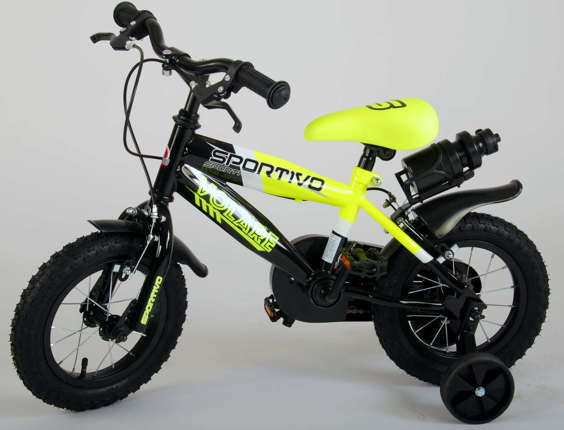 Volare Sportivo Neónovo Žltý Detsk Bicykel, 12 ", 95% Zmontovaný