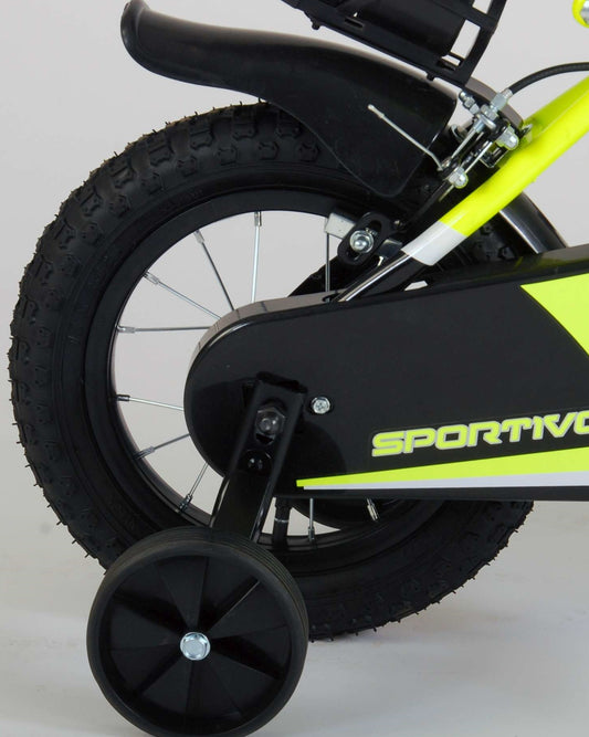 Volare Sportivo neónovo žltý detský bicykel, 12", 95% zmontovaný