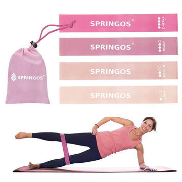 Súprava 4 posilňovacích (odporových) gumičiek SPRINGOS PINK MINI BAND