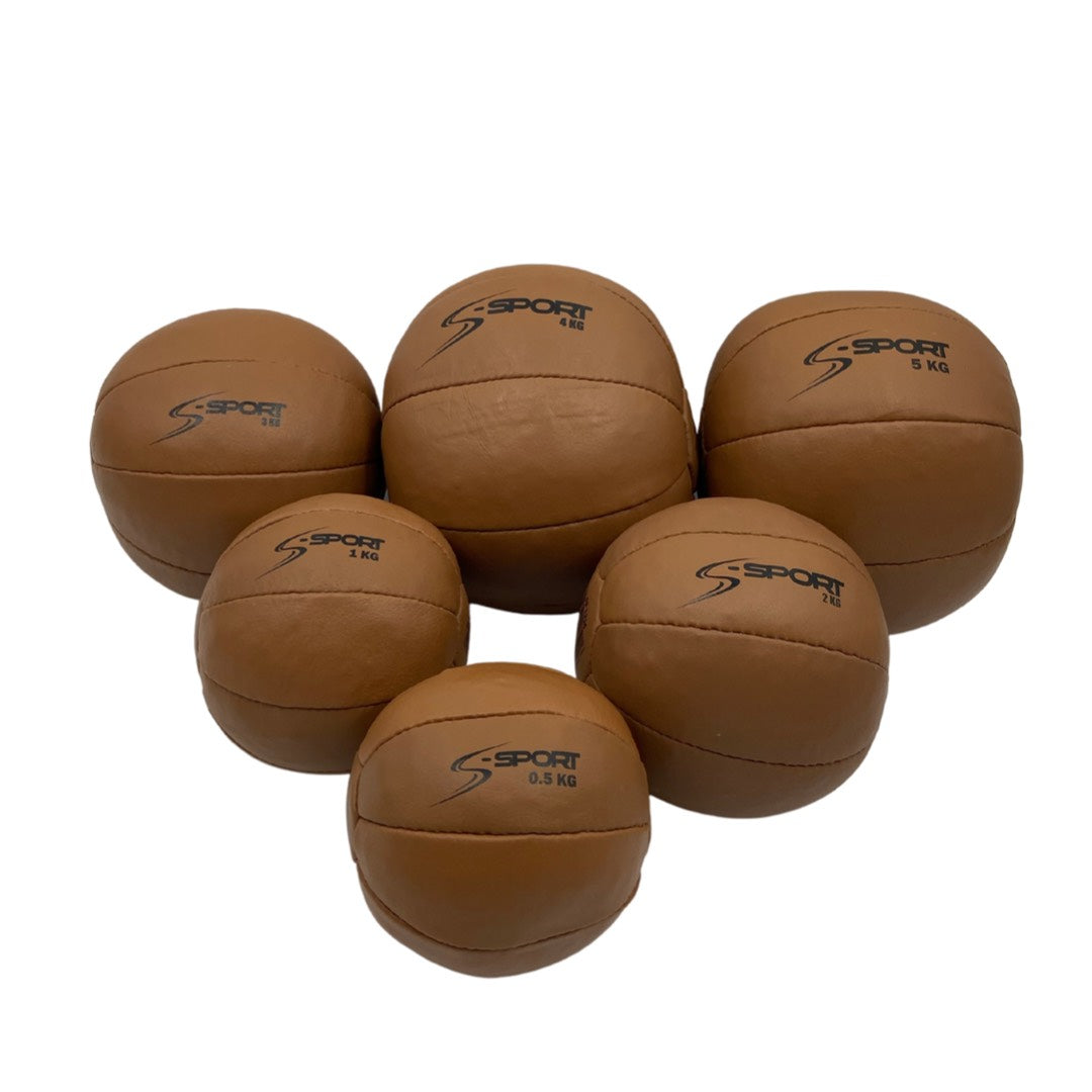 S-SPORT CLASSIC Kožená medicinbalová lopta, 2 kg