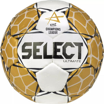 Suťaž Hádzaná Select Ultimate EHF Ligy majstrov Ligy V23 White/Gold VEľkosť 2