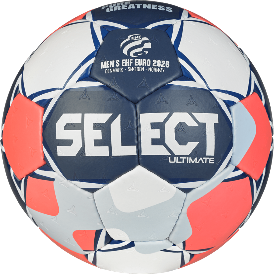 Súťažná hádzanárska lopta SELECT Ultimate – EHF European League V26 Blue/Red, veľkosť 3 