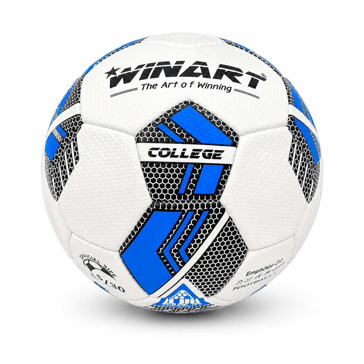 Futbalová lopta z umelej kože, veľkosť 5 WINART COLLEGE WHITE/BLUE