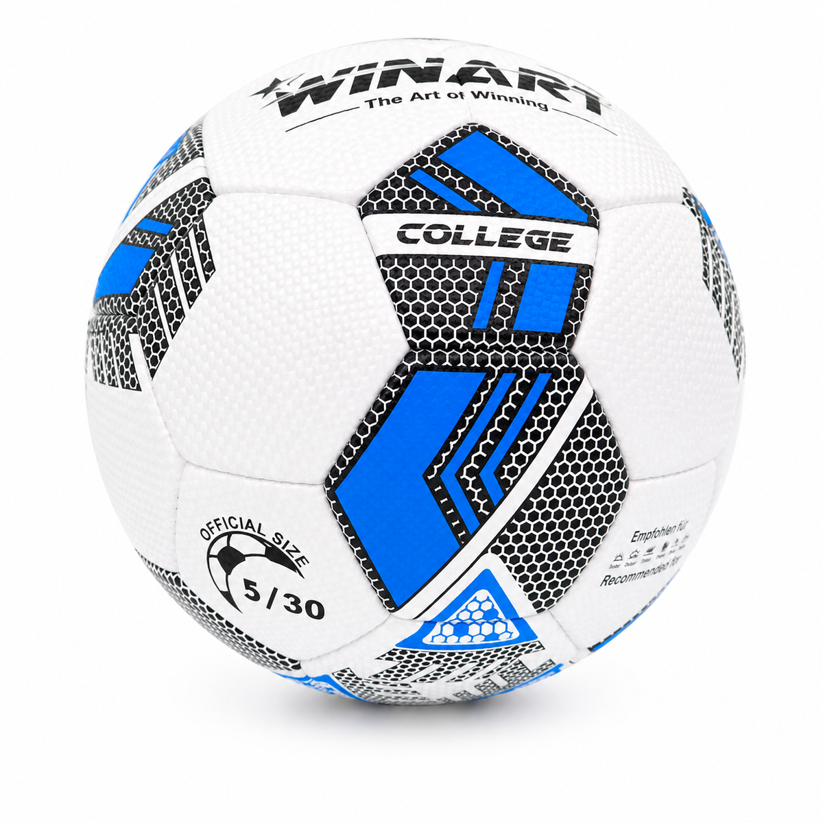 Futbalová lopta z umelej kože, veľkosť 5 WINART COLLEGE WHITE/BLUE