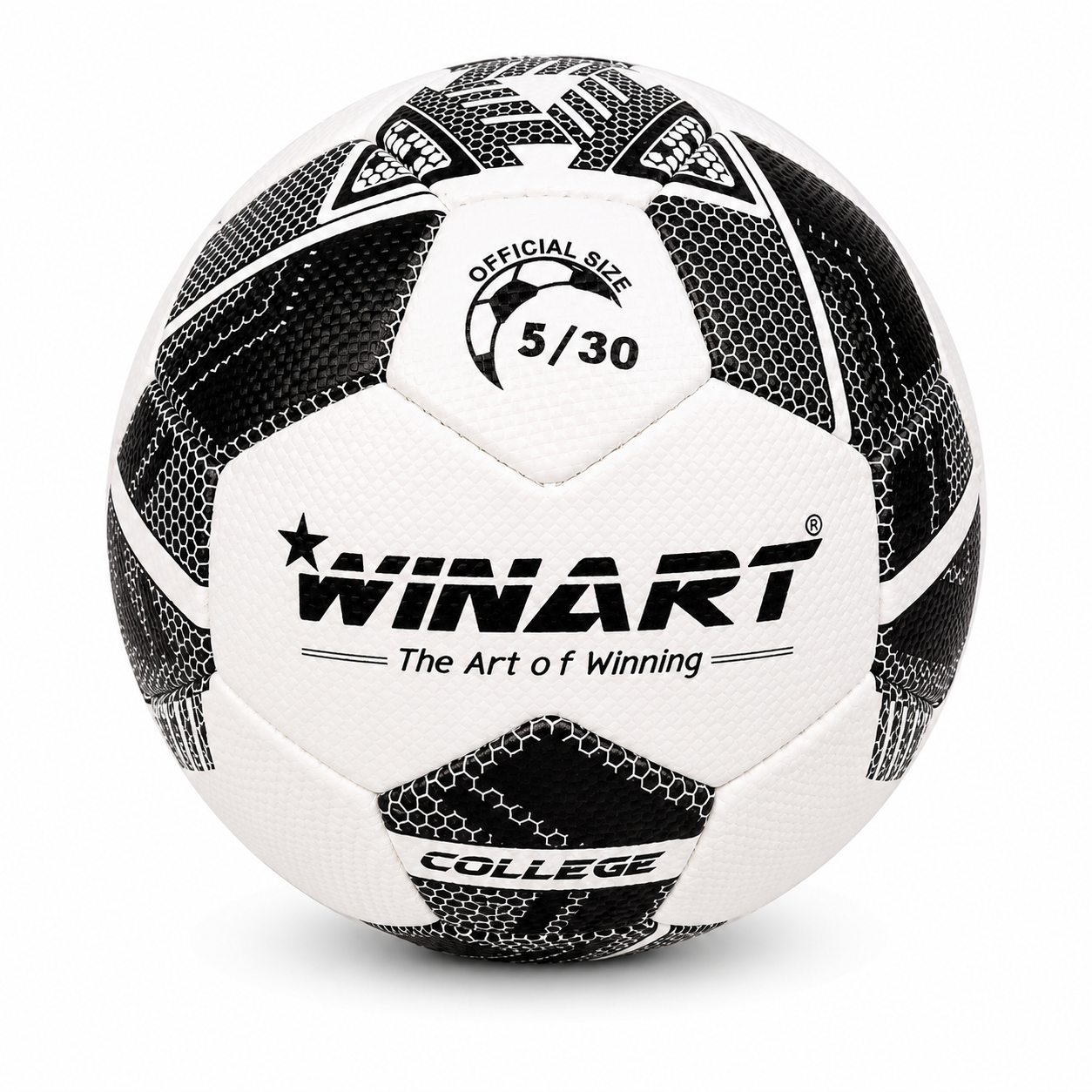 Futbalová lopta z umelej kože, veľkosť 5 WINART COLLEGE WHITE/BLACK